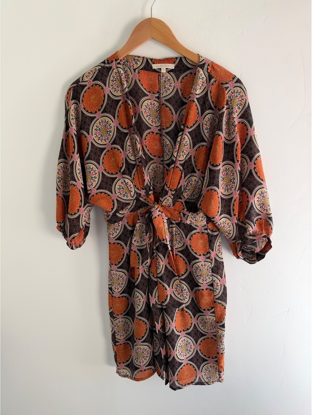 Wander Skies Boho Medallion Print Tie Waist Romper Size Small